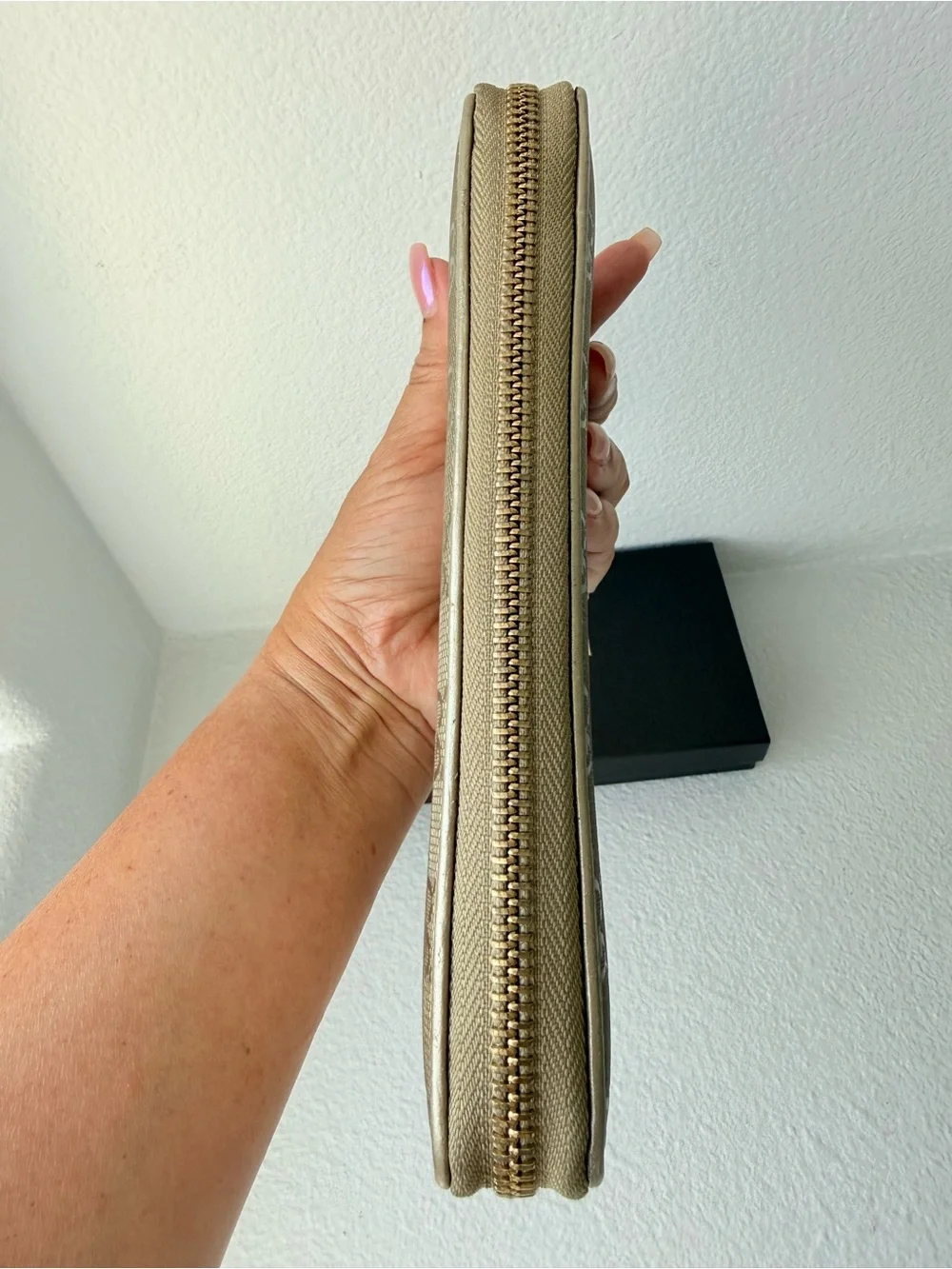 Gucci Microguccissima Metallic Gold Zip Around Wallet w/ Box